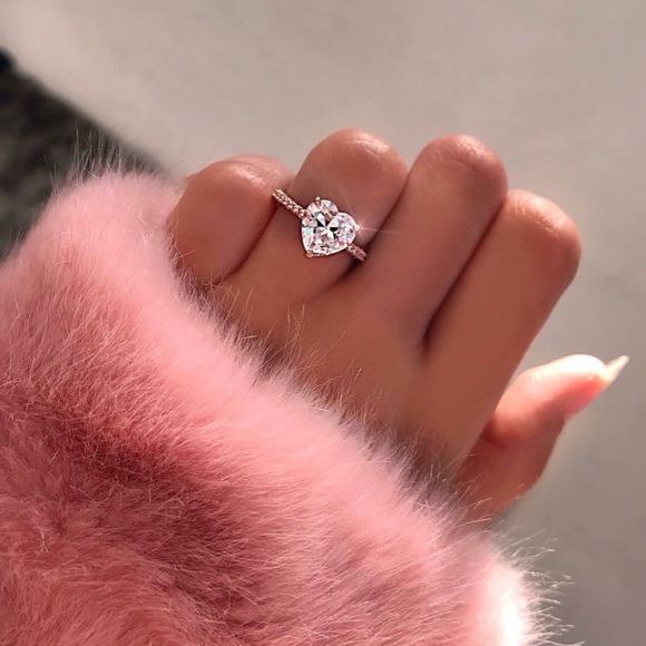 Diamond Heart ring 925 sterling silver